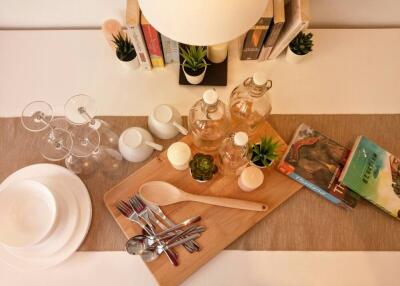 Table setup with decor and utensils