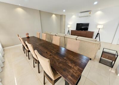 Spacious living room with dining area