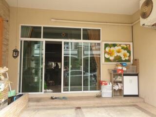 Main entrance with sliding glass doors