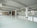 spacious open-plan commercial space with large windows and modern finishes