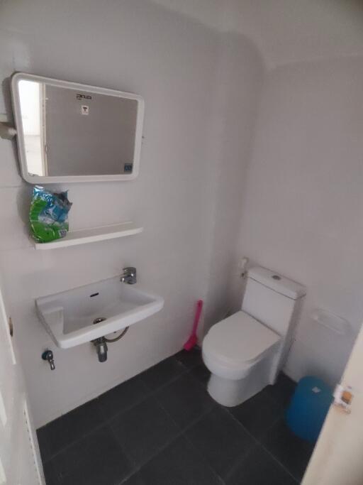 Modern bathroom with white sink and toilet