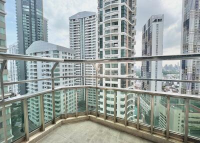 High-rise balcony with city view