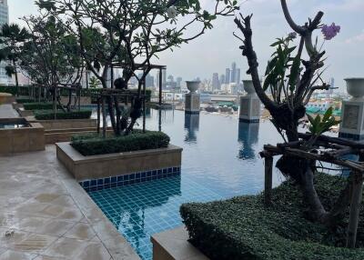 Infinity pool with city view