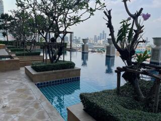 Infinity pool with city view