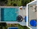 Aerial view of modern outdoor pool area