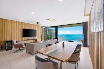 Modern living area with ocean view