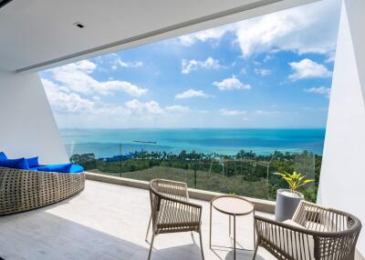 Modern balcony with panoramic sea view