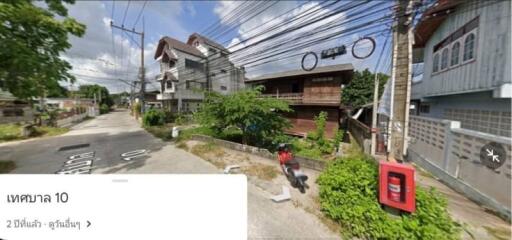 Street view of a residential neighborhood