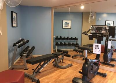 home gym with exercise equipment