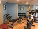 home gym with exercise equipment