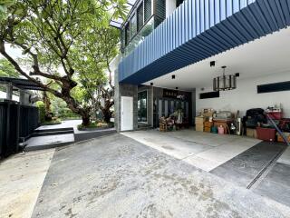 Modern house exterior with driveway and garage