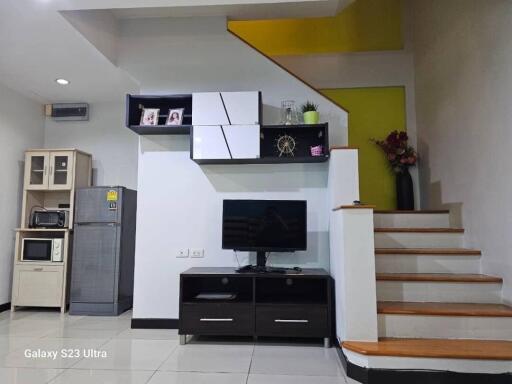 Modern living room with staircase