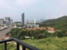 View from the balcony overlooking the city and greenery