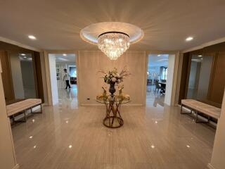 Elegant foyer with chandelier