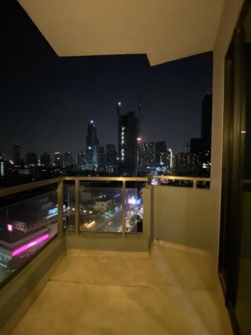 Balcony with city view at night