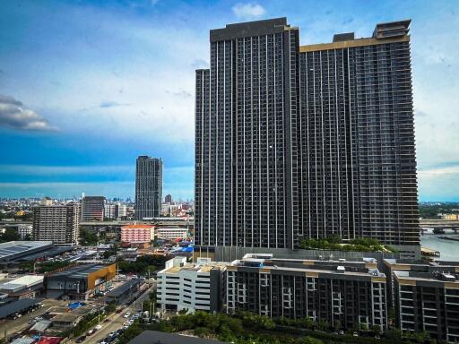 High-rise building exterior view in urban area