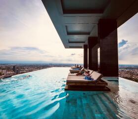 Infinity pool with city view