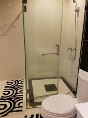 Modern bathroom with glass shower enclosure