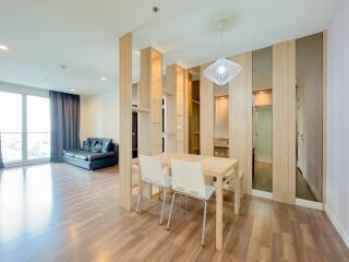 Modern living room with dining area