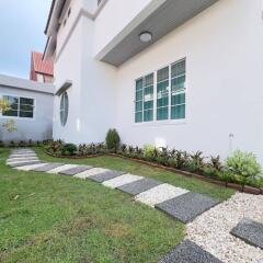 Modern house with landscaped garden