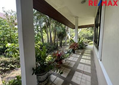 Covered patio with garden view