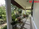 Covered patio with garden view