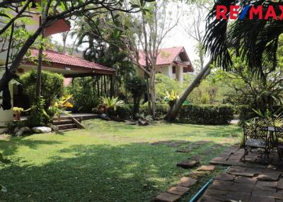 Spacious garden with lush greenery