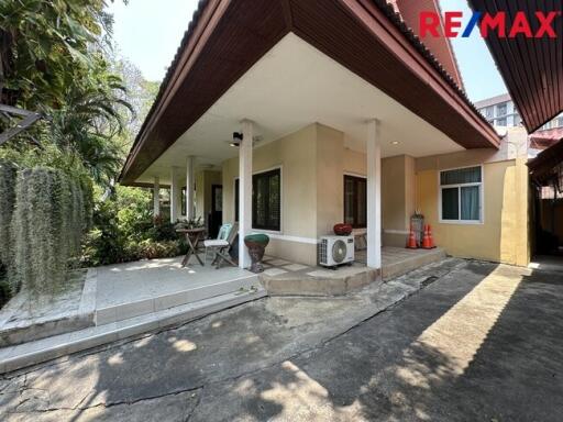 Exterior view of a house with extended patio