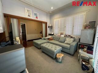 Cozy living room with sectional sofa and natural lighting