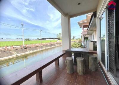 Covered patio with water view