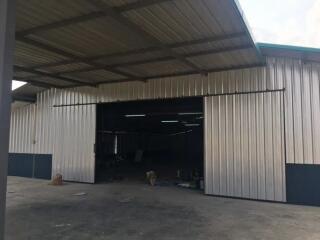 Exterior view of metal warehouse building