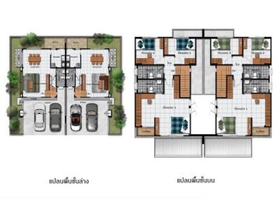 Floor plans showing layout of the building