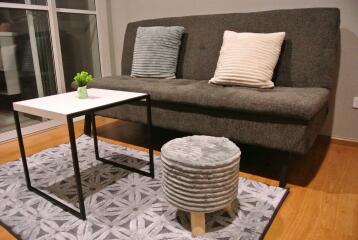 Cozy living room with sofa and coffee table