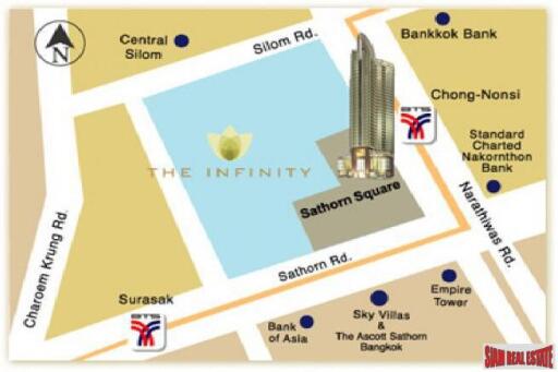 The Infinity Condominium - 2 Bedrooms and 2 Bathrooms for Rent in Silom Area of Bangkok