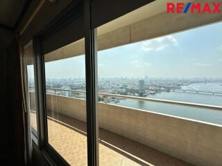 View from the balcony overlooking the city and river