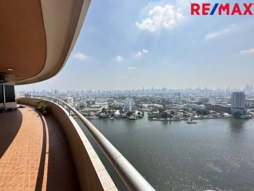 Spacious balcony with city and river view