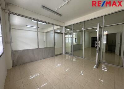 Spacious commercial area with glass partitions