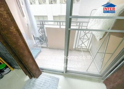 Balcony area with sliding glass door