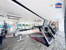 Modern gym with treadmills and weight lifting equipment