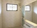 Bathroom with wall tiles and fittings