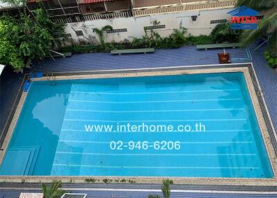 Aerial view of a swimming pool