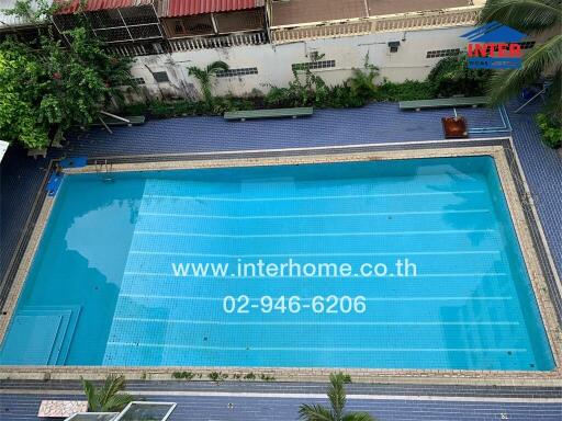 Aerial view of a swimming pool