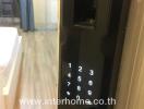 Keypad lock on door leading to bedroom