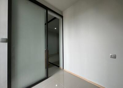 Simple room with sliding glass door