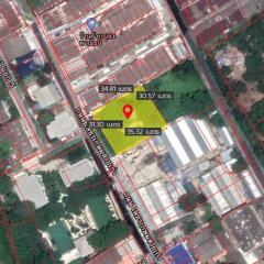 Aerial view of vacant land with measurement markers