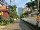 Street view with buildings and greenery