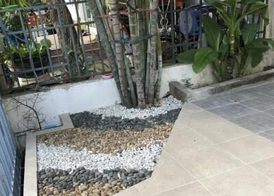 Patio area with tiled flooring and garden