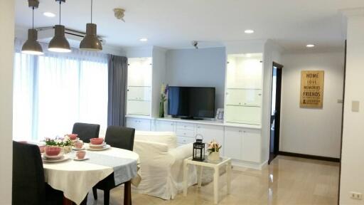 Bright living room and dining area with modern furnishings