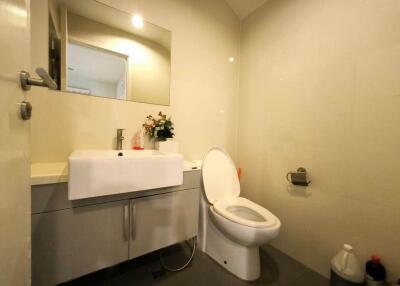 Bathroom with sink and toilet