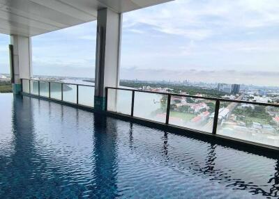 Rooftop swimming pool with city view